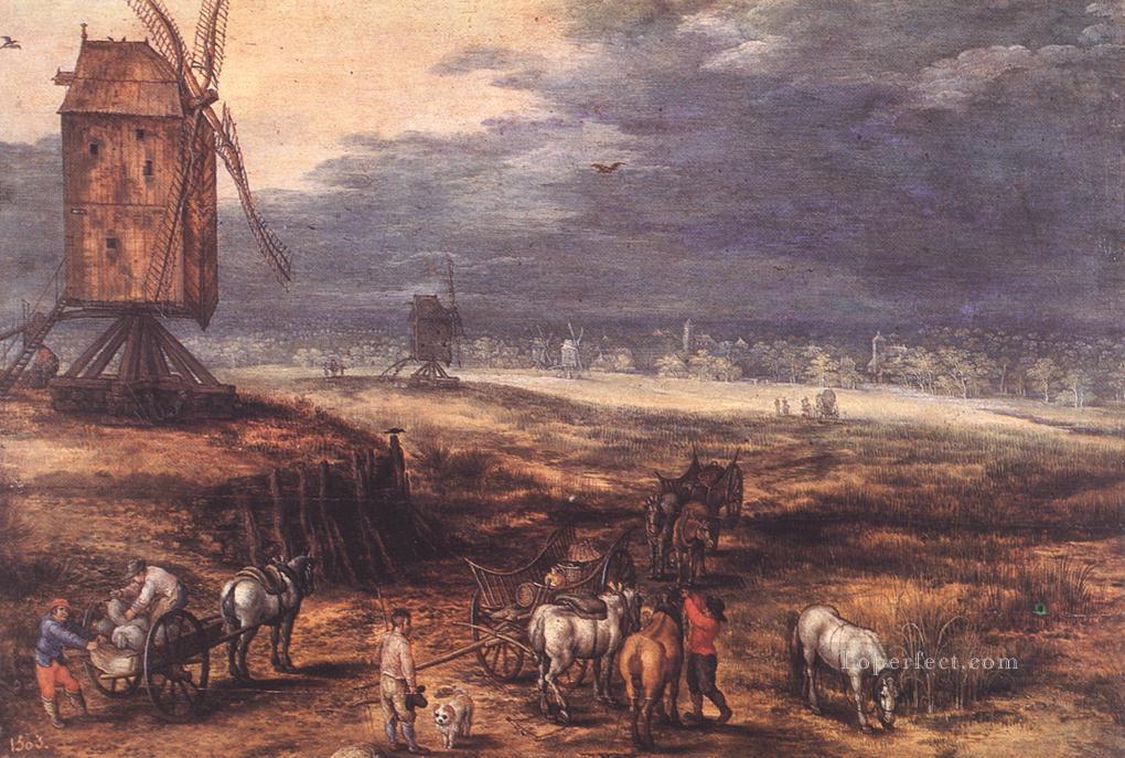 Landscape With Windmills Flemish Jan Brueghel the Elder Oil Paintings